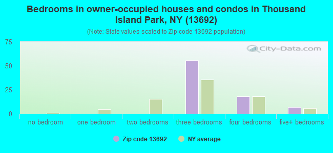 Bedrooms in owner-occupied houses and condos in Thousand Island Park, NY (13692) 