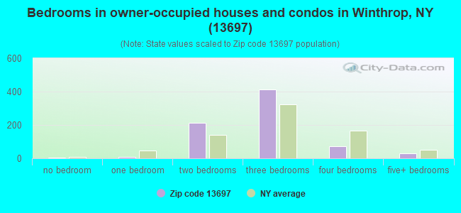 Bedrooms in owner-occupied houses and condos in Winthrop, NY (13697) 