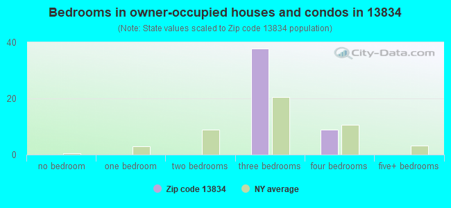 Bedrooms in owner-occupied houses and condos in 13834 