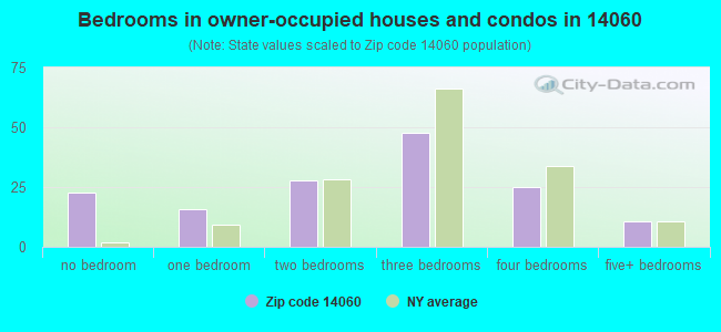 Bedrooms in owner-occupied houses and condos in 14060 