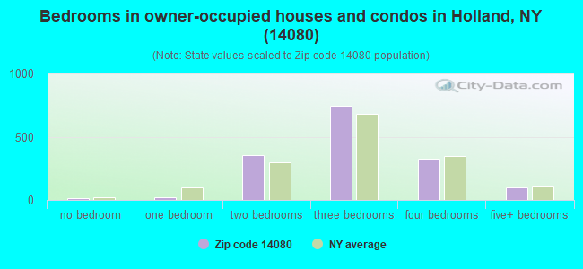 Bedrooms in owner-occupied houses and condos in Holland, NY (14080) 