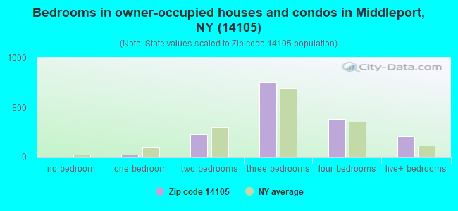 Bedrooms in owner-occupied houses and condos in Middleport, NY (14105) 
