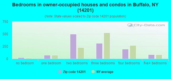 Bedrooms in owner-occupied houses and condos in Buffalo, NY (14201) 