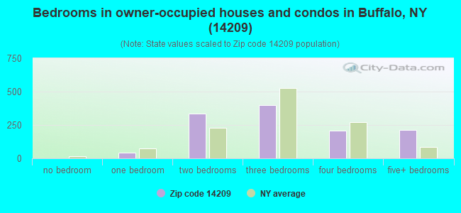 Bedrooms in owner-occupied houses and condos in Buffalo, NY (14209) 