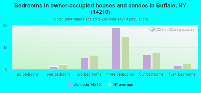 Bedrooms in owner-occupied houses and condos in Buffalo, NY (14210) 