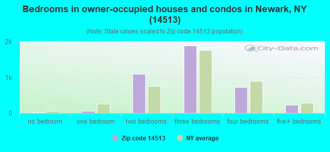 Bedrooms in owner-occupied houses and condos in Newark, NY (14513) 