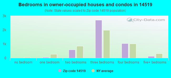 Bedrooms in owner-occupied houses and condos in 14519 