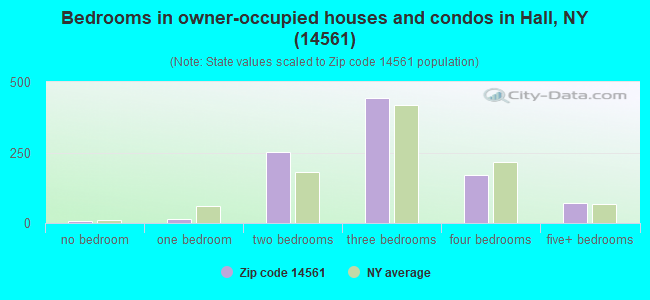 Bedrooms in owner-occupied houses and condos in Hall, NY (14561) 
