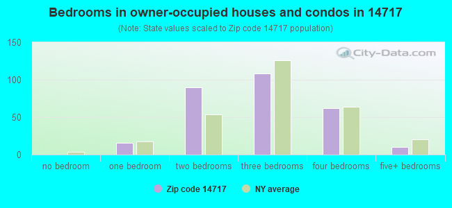 Bedrooms in owner-occupied houses and condos in 14717 