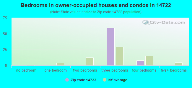 Bedrooms in owner-occupied houses and condos in 14722 