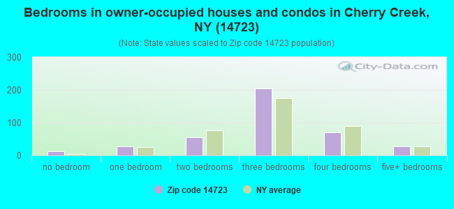 Bedrooms in owner-occupied houses and condos in Cherry Creek, NY (14723) 