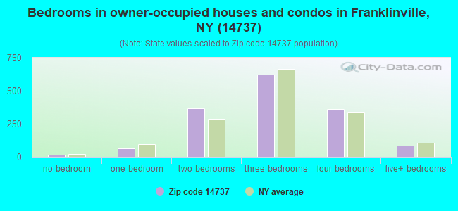 Bedrooms in owner-occupied houses and condos in Franklinville, NY (14737) 