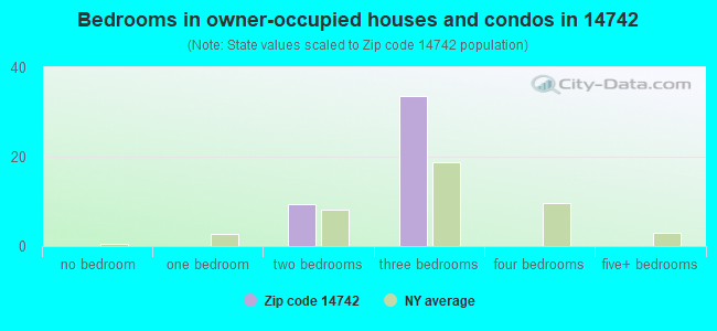 Bedrooms in owner-occupied houses and condos in 14742 