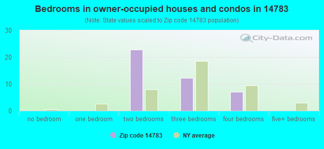 Bedrooms in owner-occupied houses and condos in 14783 