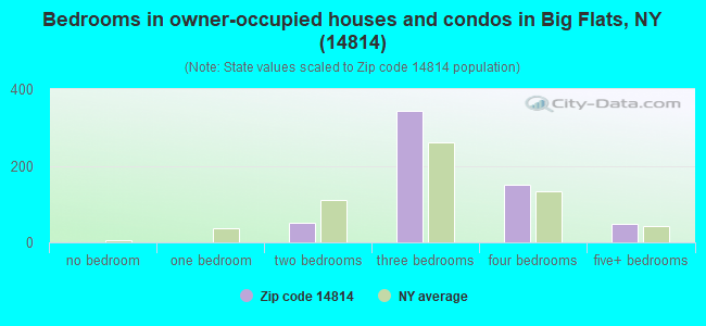Bedrooms in owner-occupied houses and condos in Big Flats, NY (14814) 