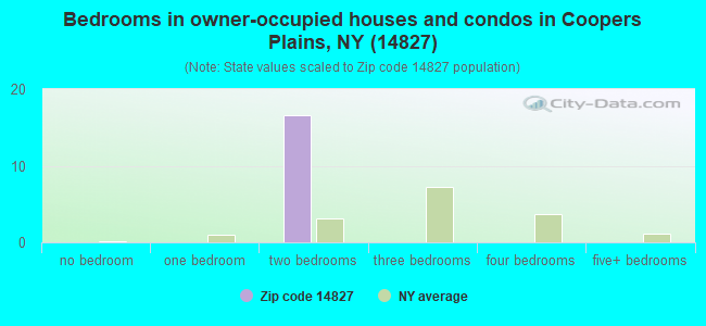Bedrooms in owner-occupied houses and condos in Coopers Plains, NY (14827) 