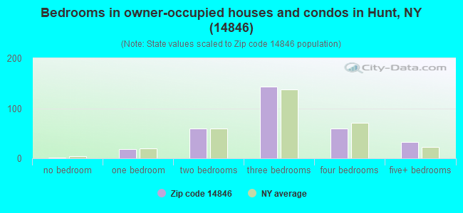 Bedrooms in owner-occupied houses and condos in Hunt, NY (14846) 