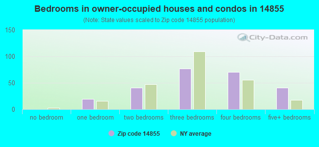 Bedrooms in owner-occupied houses and condos in 14855 