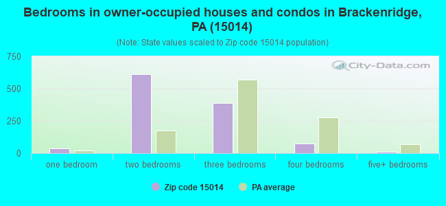 Bedrooms in owner-occupied houses and condos in Brackenridge, PA (15014) 