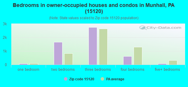 Bedrooms in owner-occupied houses and condos in Munhall, PA (15120) 
