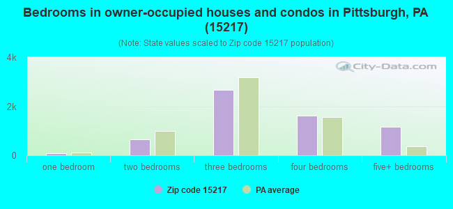 Bedrooms in owner-occupied houses and condos in Pittsburgh, PA (15217) 