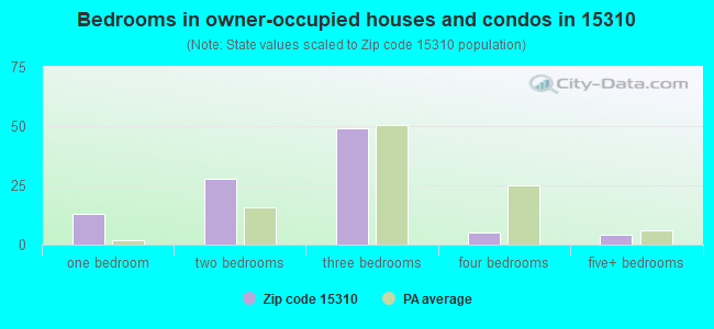 Bedrooms in owner-occupied houses and condos in 15310 