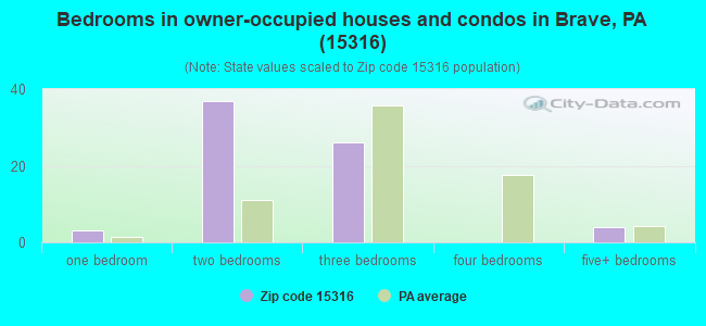 Bedrooms in owner-occupied houses and condos in Brave, PA (15316) 