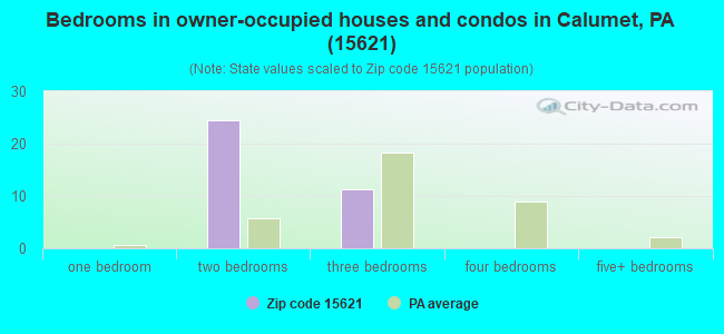 Bedrooms in owner-occupied houses and condos in Calumet, PA (15621) 