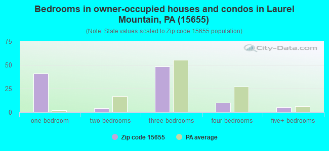 Bedrooms in owner-occupied houses and condos in Laurel Mountain, PA (15655) 