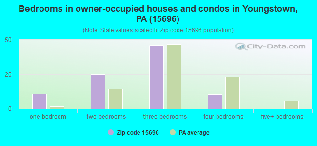 Bedrooms in owner-occupied houses and condos in Youngstown, PA (15696) 