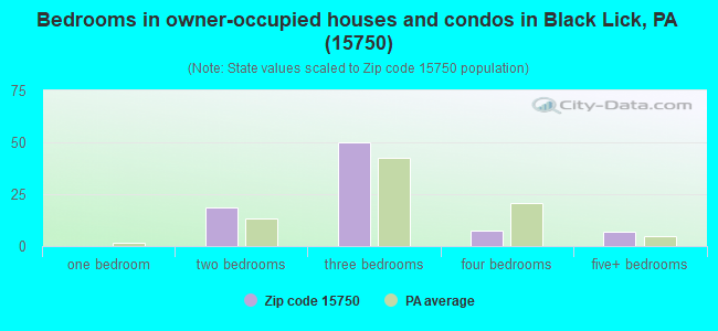 Bedrooms in owner-occupied houses and condos in Black Lick, PA (15750) 