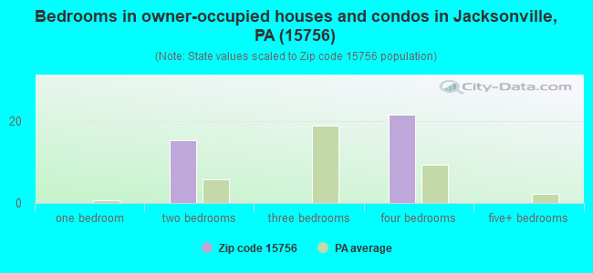 Bedrooms in owner-occupied houses and condos in Jacksonville, PA (15756) 
