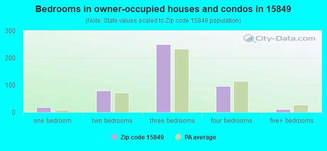 Bedrooms in owner-occupied houses and condos in 15849 