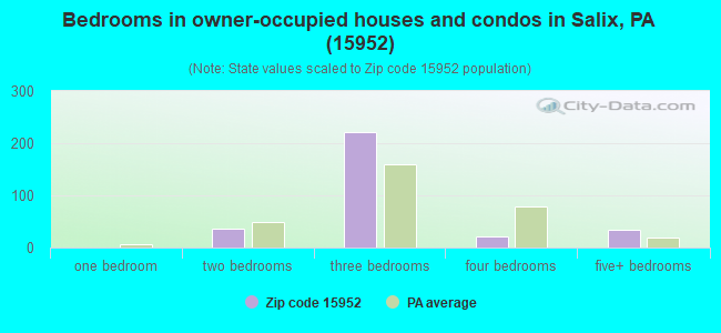 Bedrooms in owner-occupied houses and condos in Salix, PA (15952) 