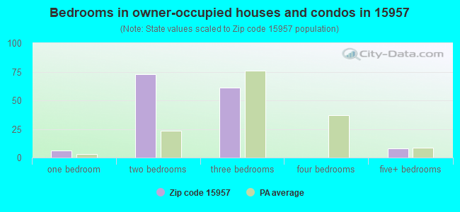 Bedrooms in owner-occupied houses and condos in 15957 