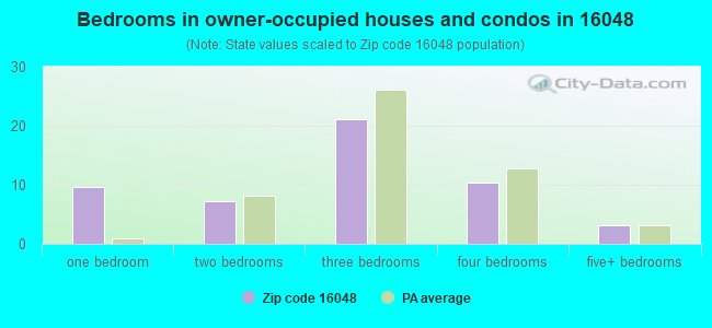 Bedrooms in owner-occupied houses and condos in 16048 