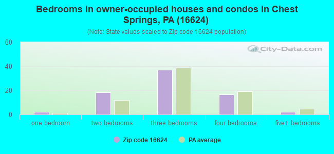 Bedrooms in owner-occupied houses and condos in Chest Springs, PA (16624) 