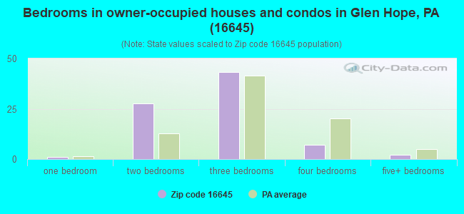 Bedrooms in owner-occupied houses and condos in Glen Hope, PA (16645) 