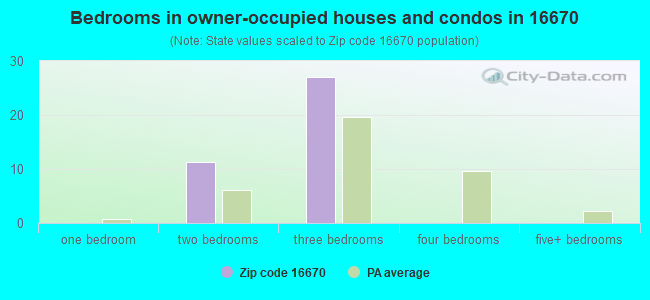 Bedrooms in owner-occupied houses and condos in 16670 