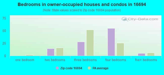 Bedrooms in owner-occupied houses and condos in 16694 