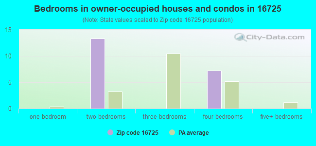 Bedrooms in owner-occupied houses and condos in 16725 