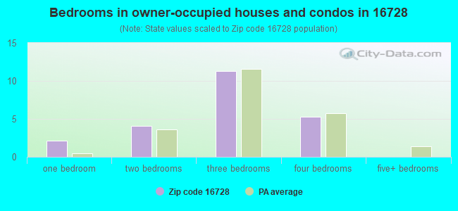 Bedrooms in owner-occupied houses and condos in 16728 