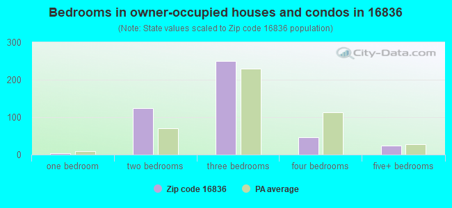Bedrooms in owner-occupied houses and condos in 16836 