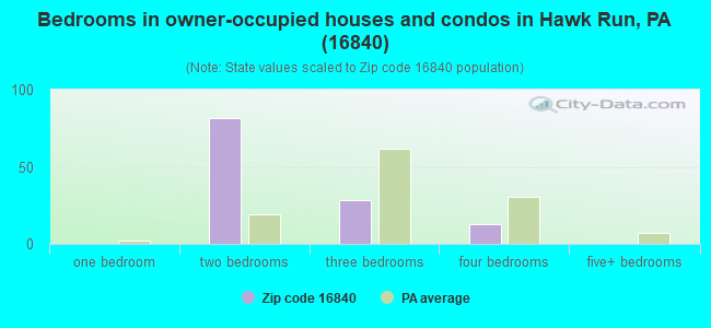 Bedrooms in owner-occupied houses and condos in Hawk Run, PA (16840) 