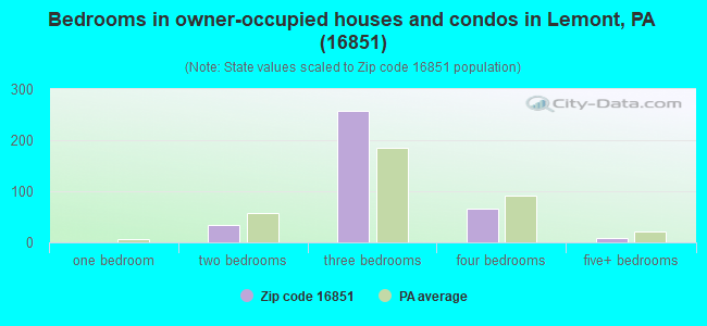 Bedrooms in owner-occupied houses and condos in Lemont, PA (16851) 
