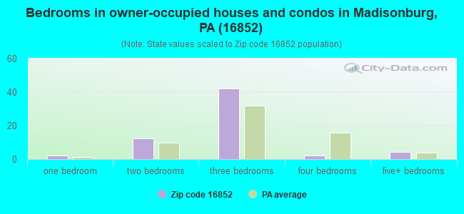 Bedrooms in owner-occupied houses and condos in Madisonburg, PA (16852) 