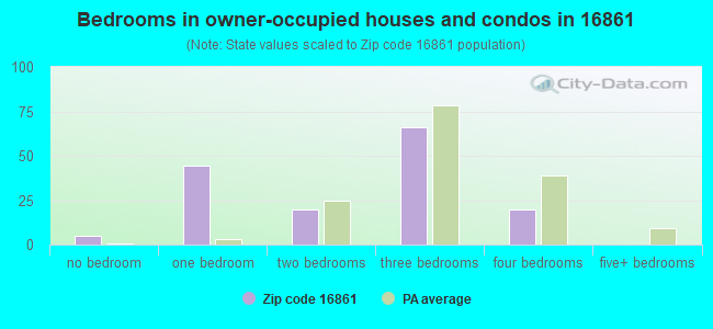 Bedrooms in owner-occupied houses and condos in 16861 