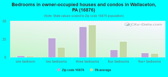 Bedrooms in owner-occupied houses and condos in Wallaceton, PA (16876) 