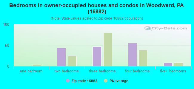 Bedrooms in owner-occupied houses and condos in Woodward, PA (16882) 