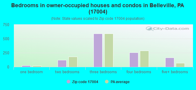 Bedrooms in owner-occupied houses and condos in Belleville, PA (17004) 